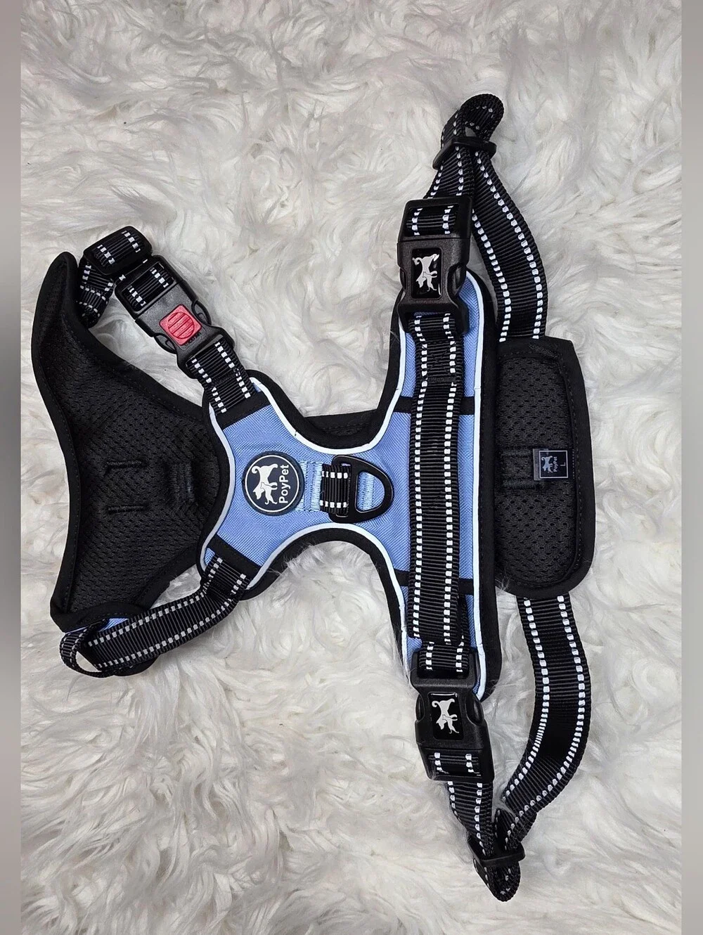 Blue Reflective No-Pull Dog Harness with 3-Buckle Fit
